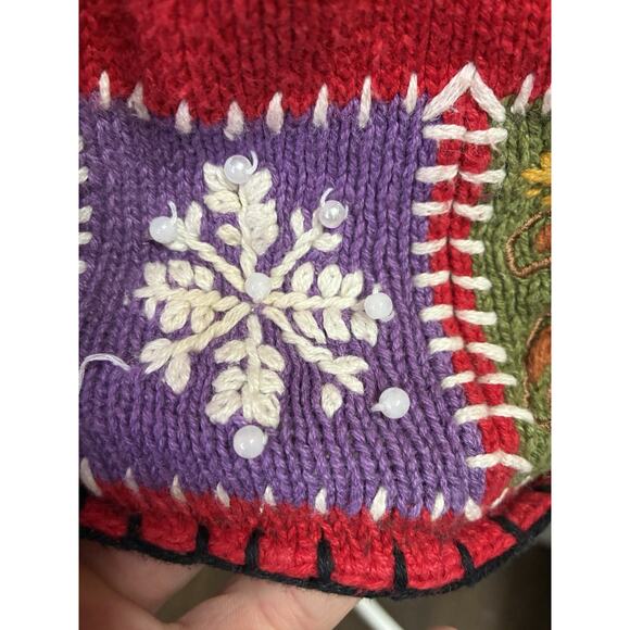 Vintage Rebecca Stone Women’s Small Christmas Holiday Sweater, Quilted Patchwork - Picture 12 of 12